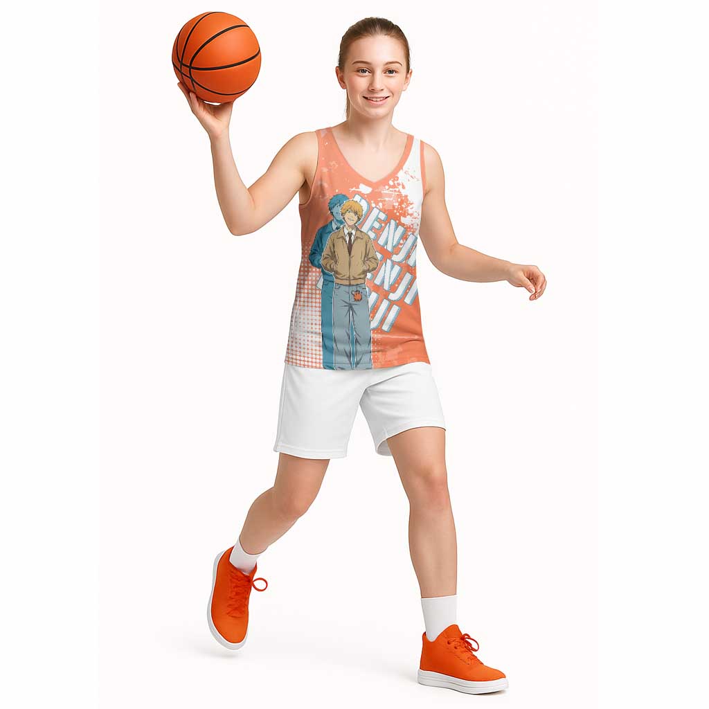 Denji Casual Chainsaw Man Basketball Jersey Retro Manga Grunge Style