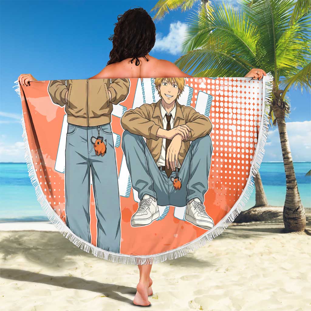 Denji Casual Chainsaw Man Beach Blanket Retro Manga Grunge Style