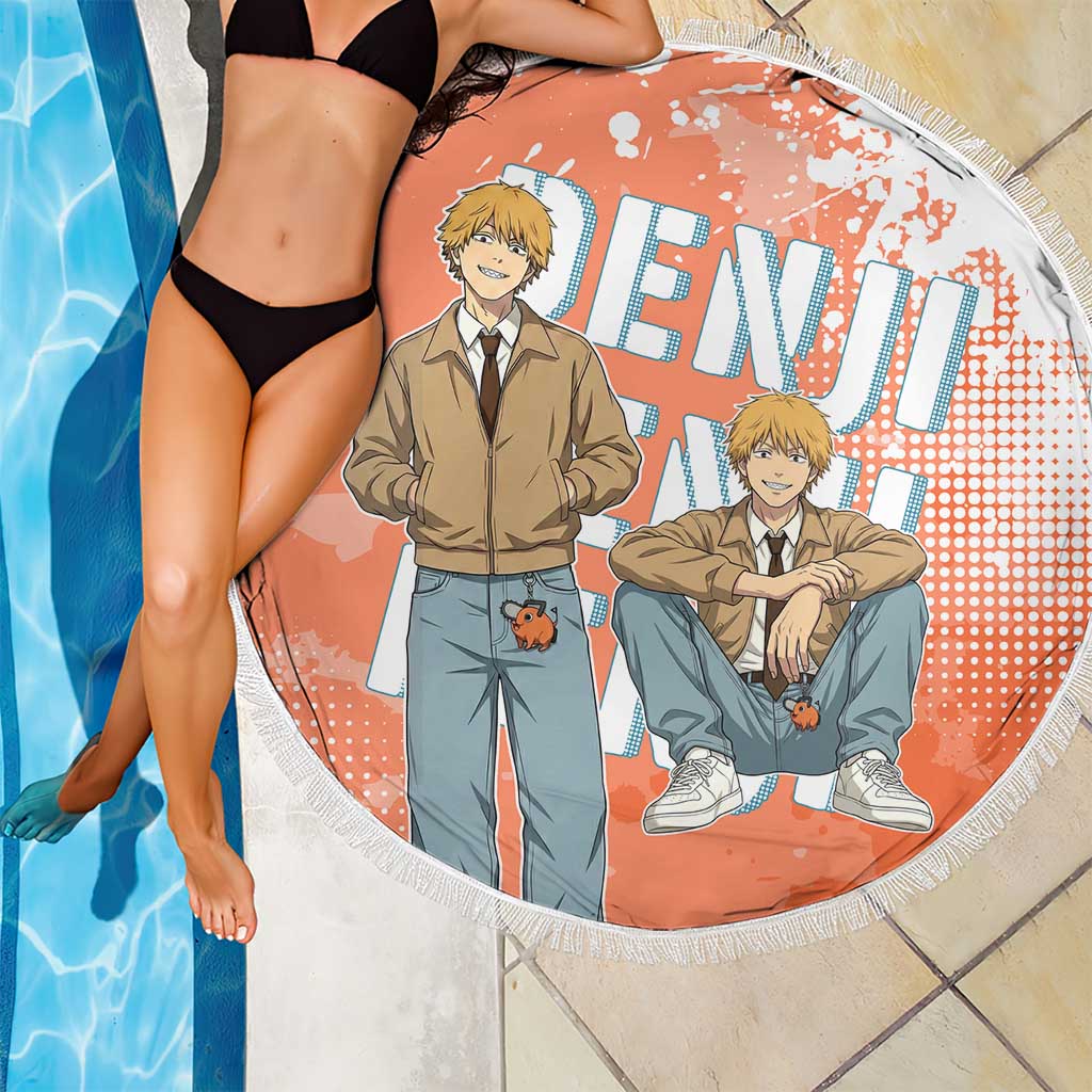 Denji Casual Chainsaw Man Beach Blanket Retro Manga Grunge Style