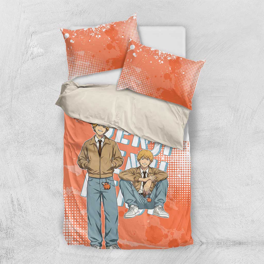 Denji Casual Chainsaw Man Bedding Set Retro Manga Grunge Style