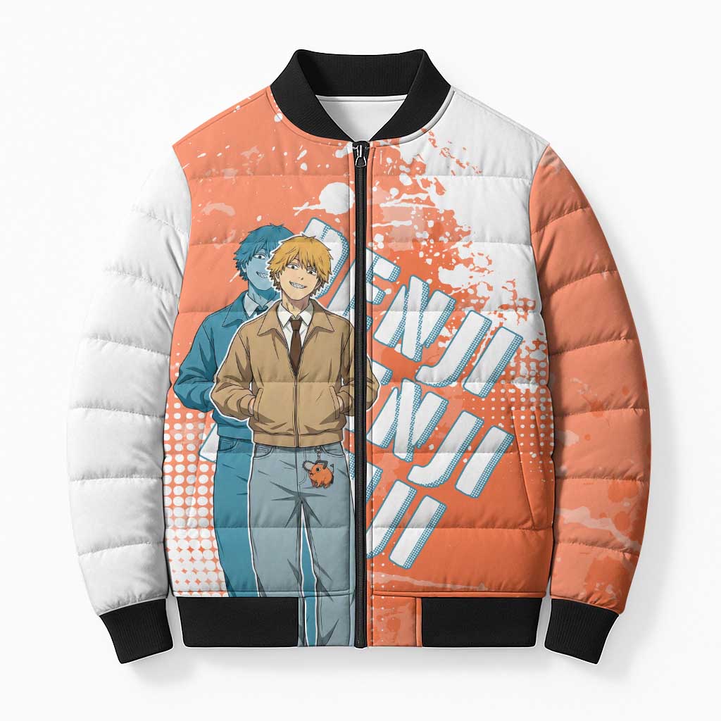 Denji Casual Chainsaw Man Bomber Puffer Jacket Retro Manga Grunge Style