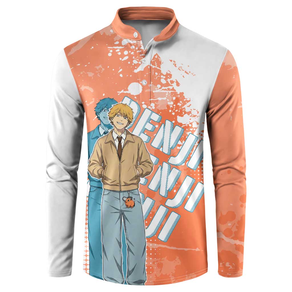 Denji Casual Chainsaw Man Button Sweatshirt Retro Manga Grunge Style
