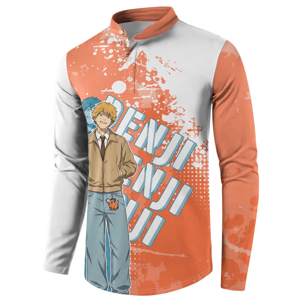 Denji Casual Chainsaw Man Button Sweatshirt Retro Manga Grunge Style