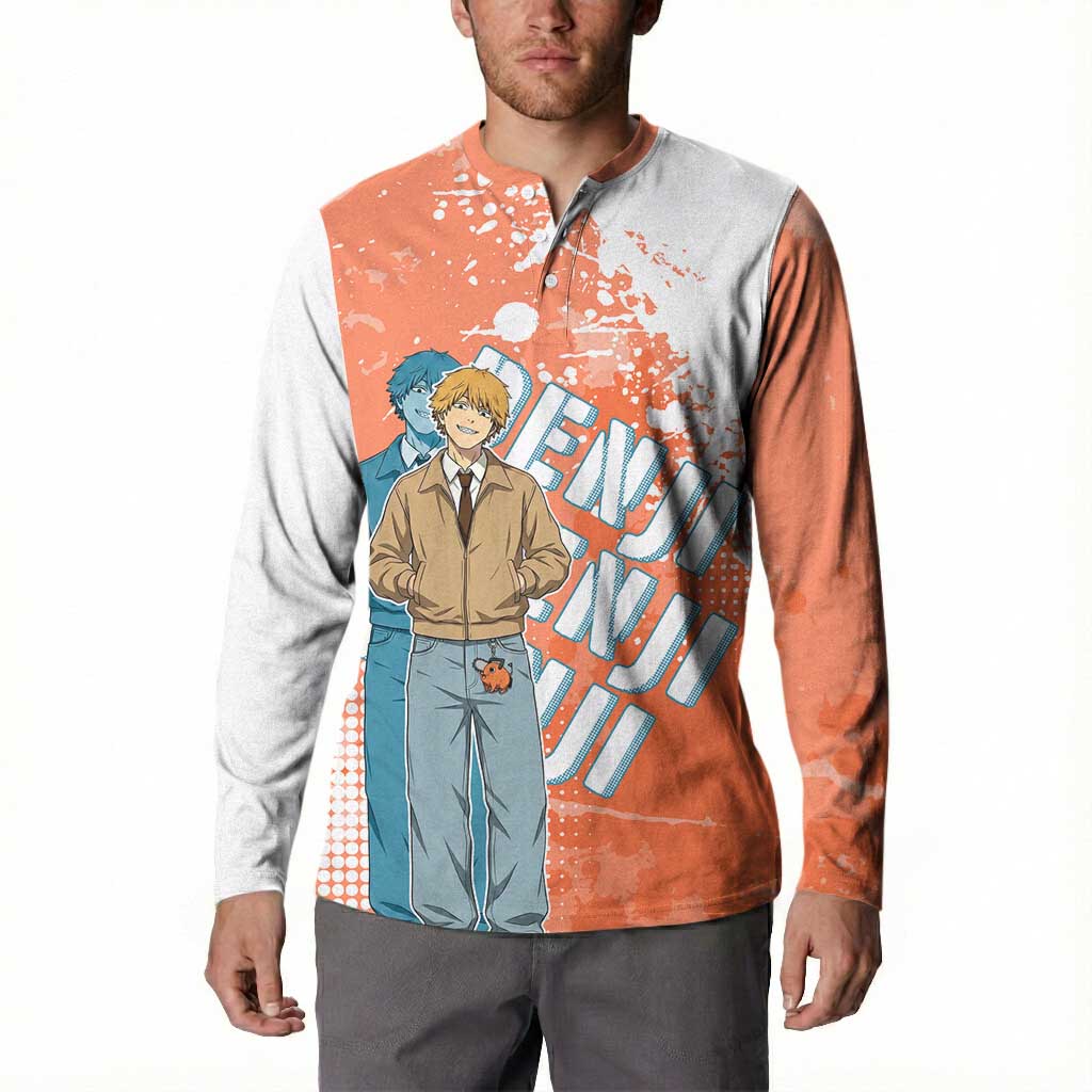 Denji Casual Chainsaw Man Button Sweatshirt Retro Manga Grunge Style
