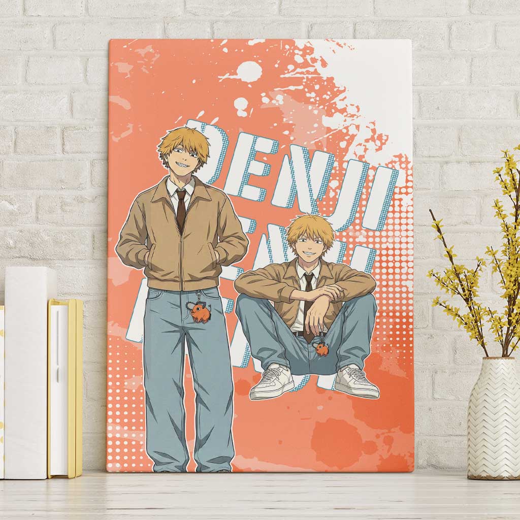 Denji Casual Chainsaw Man Canvas Wall Art Retro Manga Grunge Style