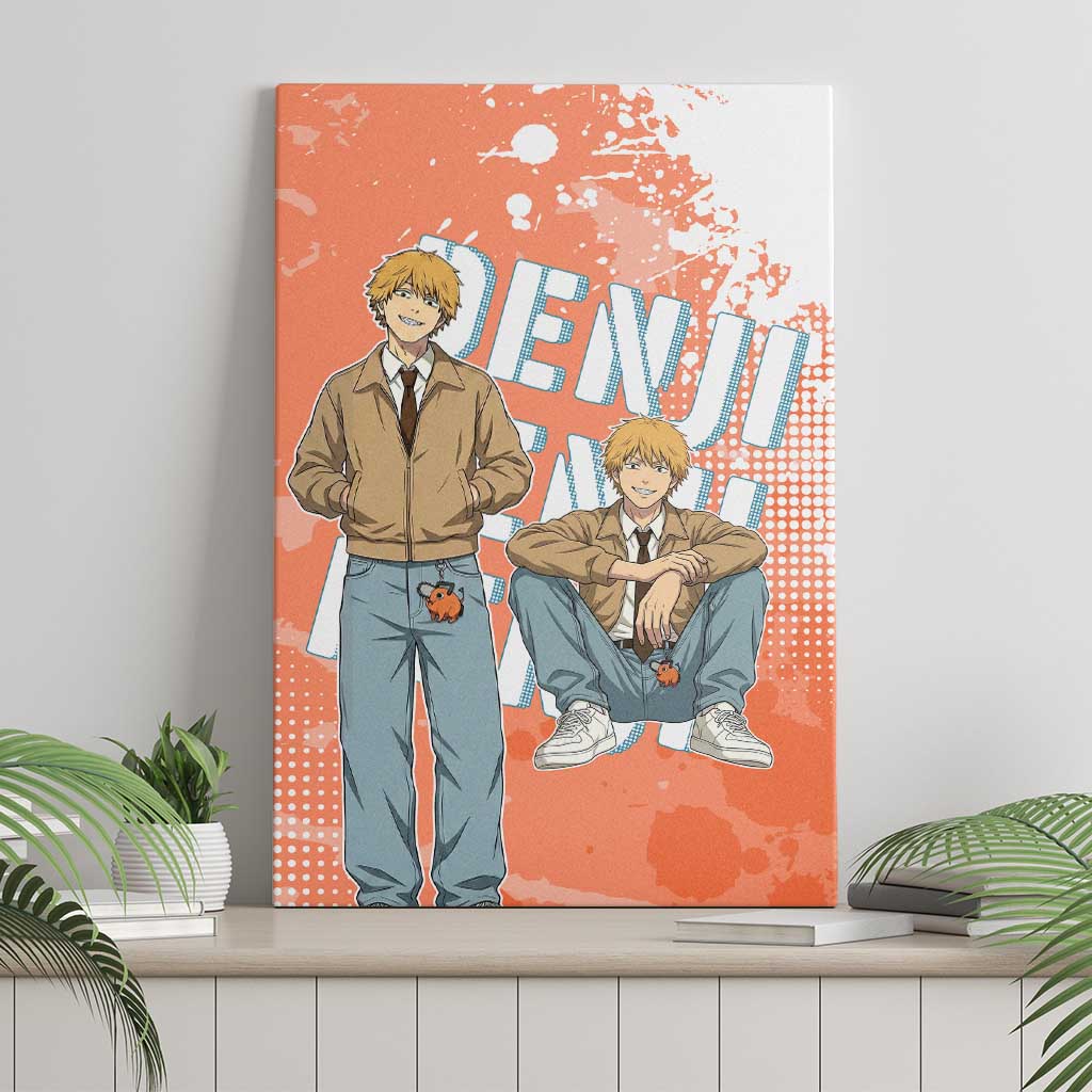 Denji Casual Chainsaw Man Canvas Wall Art Retro Manga Grunge Style