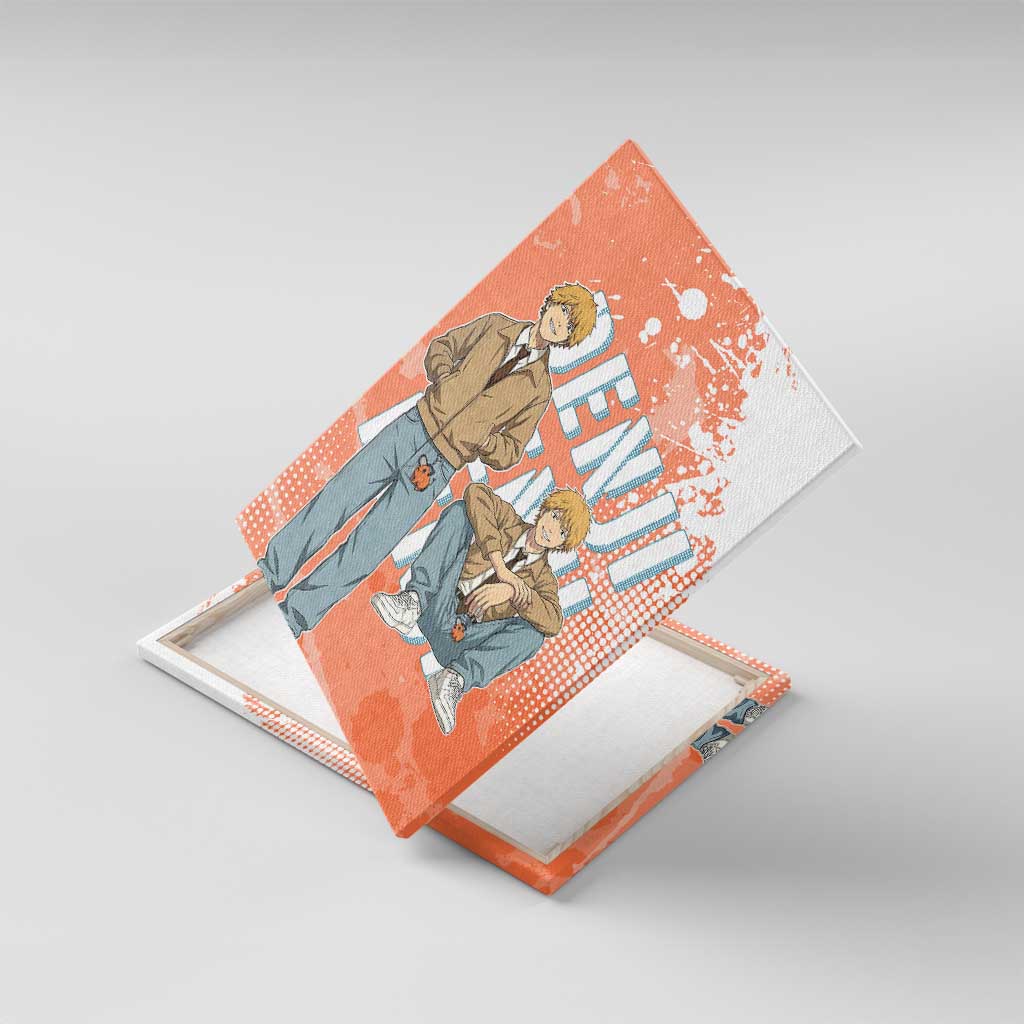 Denji Casual Chainsaw Man Canvas Wall Art Retro Manga Grunge Style
