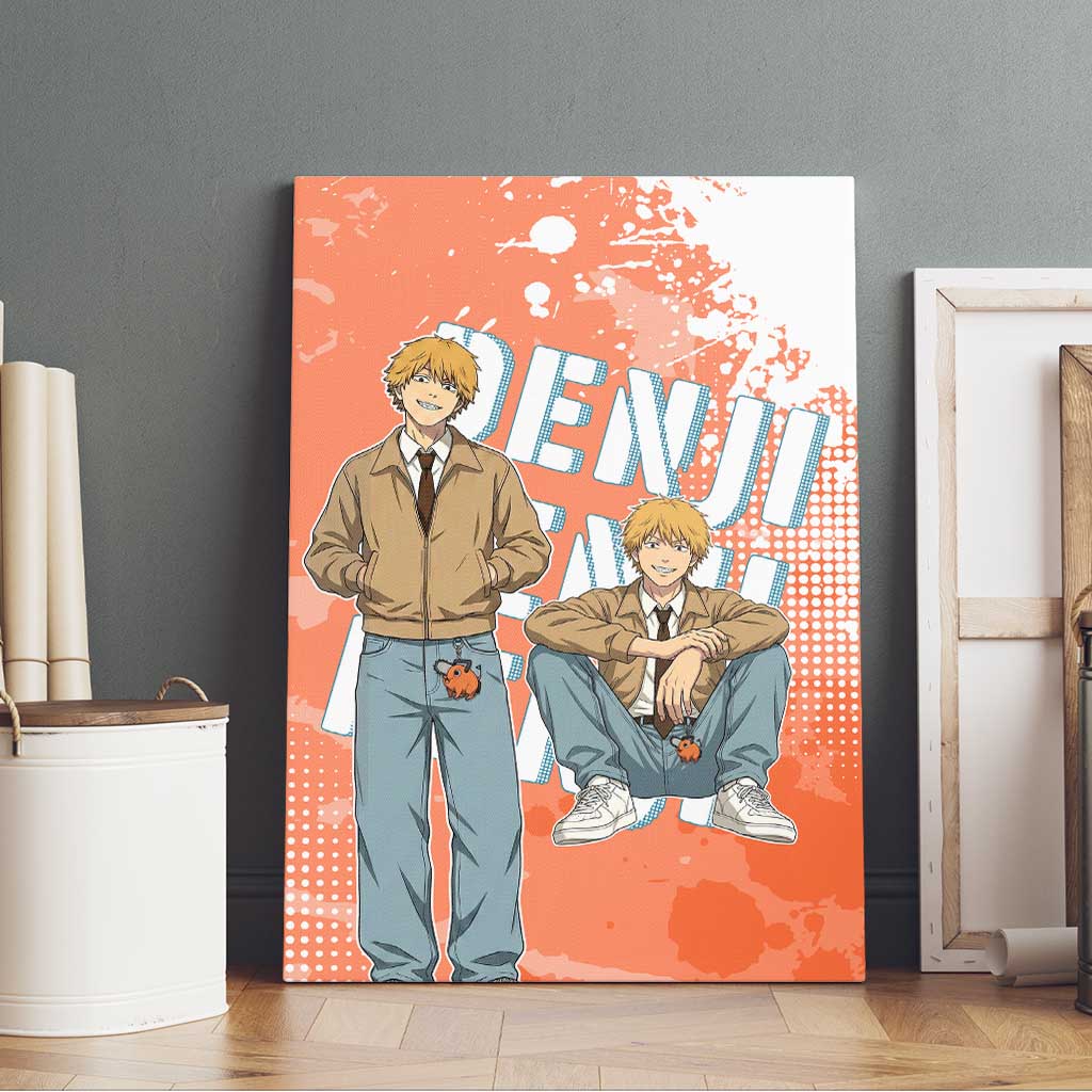 Denji Casual Chainsaw Man Canvas Wall Art Retro Manga Grunge Style