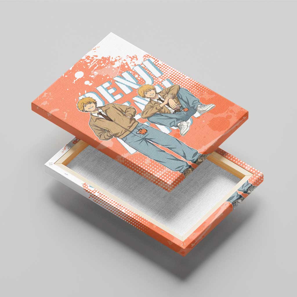 Denji Casual Chainsaw Man Canvas Wall Art Retro Manga Grunge Style