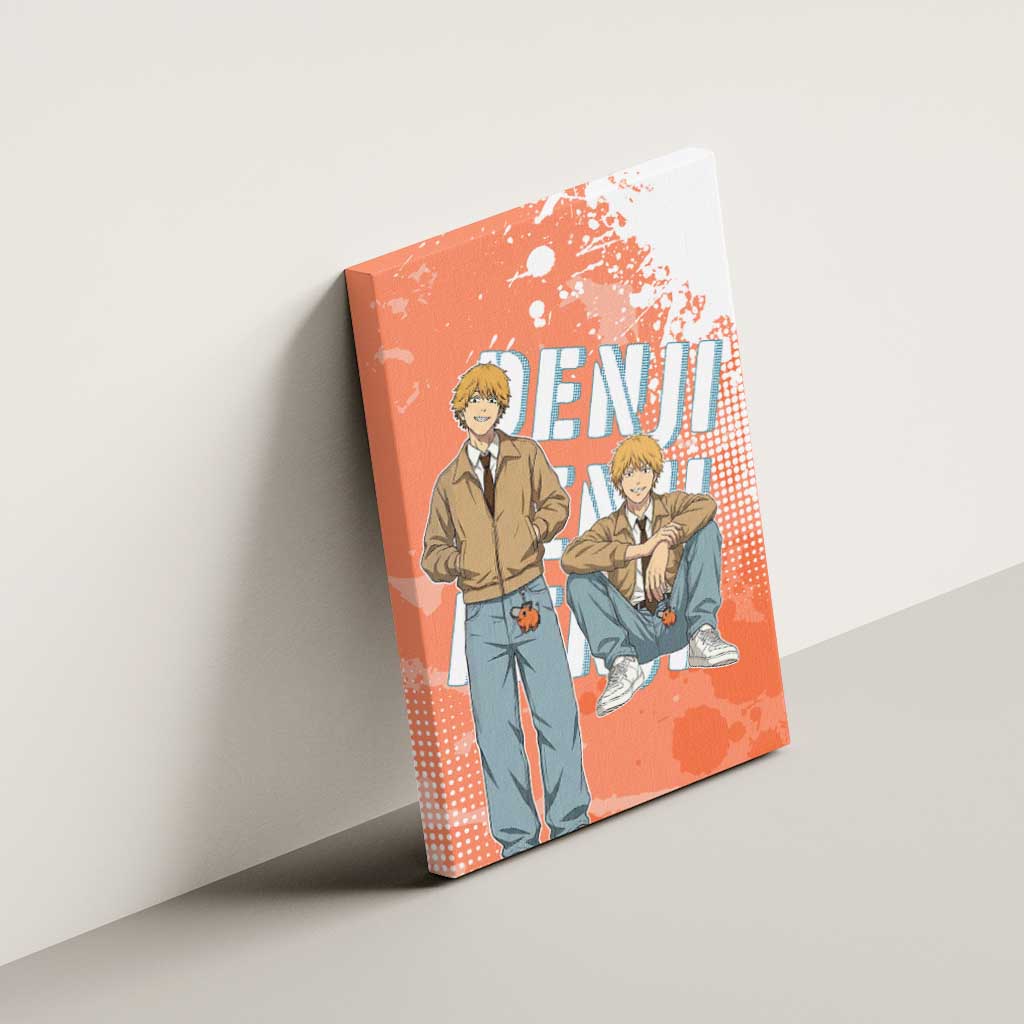 Denji Casual Chainsaw Man Canvas Wall Art Retro Manga Grunge Style