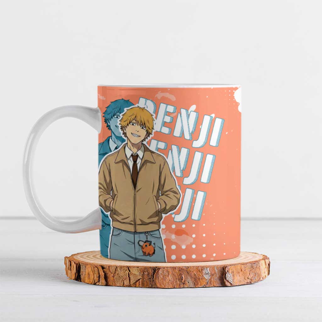 Denji Casual Chainsaw Man Ceramic Mug Retro Manga Grunge Style