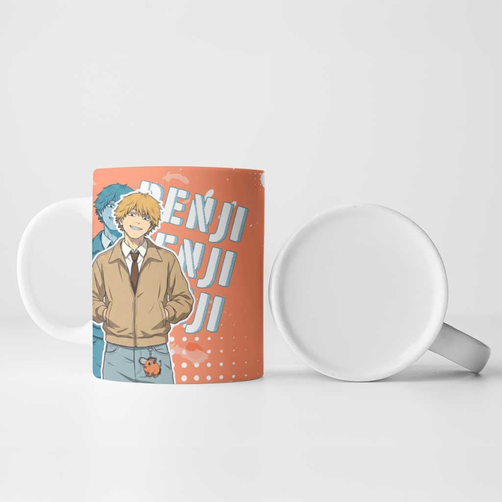 Denji Casual Chainsaw Man Ceramic Mug Retro Manga Grunge Style