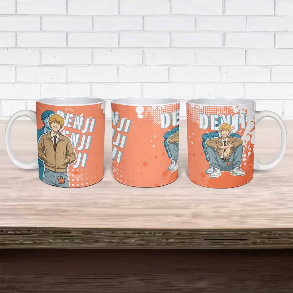 Denji Casual Chainsaw Man Ceramic Mug Retro Manga Grunge Style