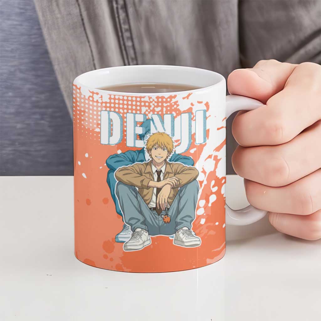 Denji Casual Chainsaw Man Ceramic Mug Retro Manga Grunge Style
