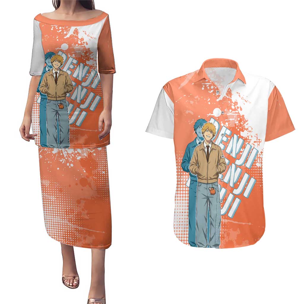 Denji Casual Chainsaw Man Couples Matching Puletasi and Hawaiian Shirt Retro Manga Grunge Style