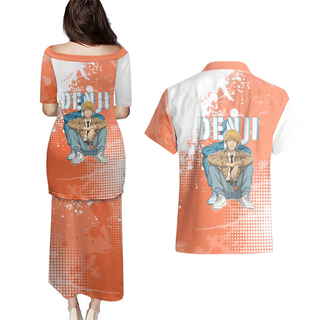 Denji Casual Chainsaw Man Couples Matching Puletasi and Hawaiian Shirt Retro Manga Grunge Style
