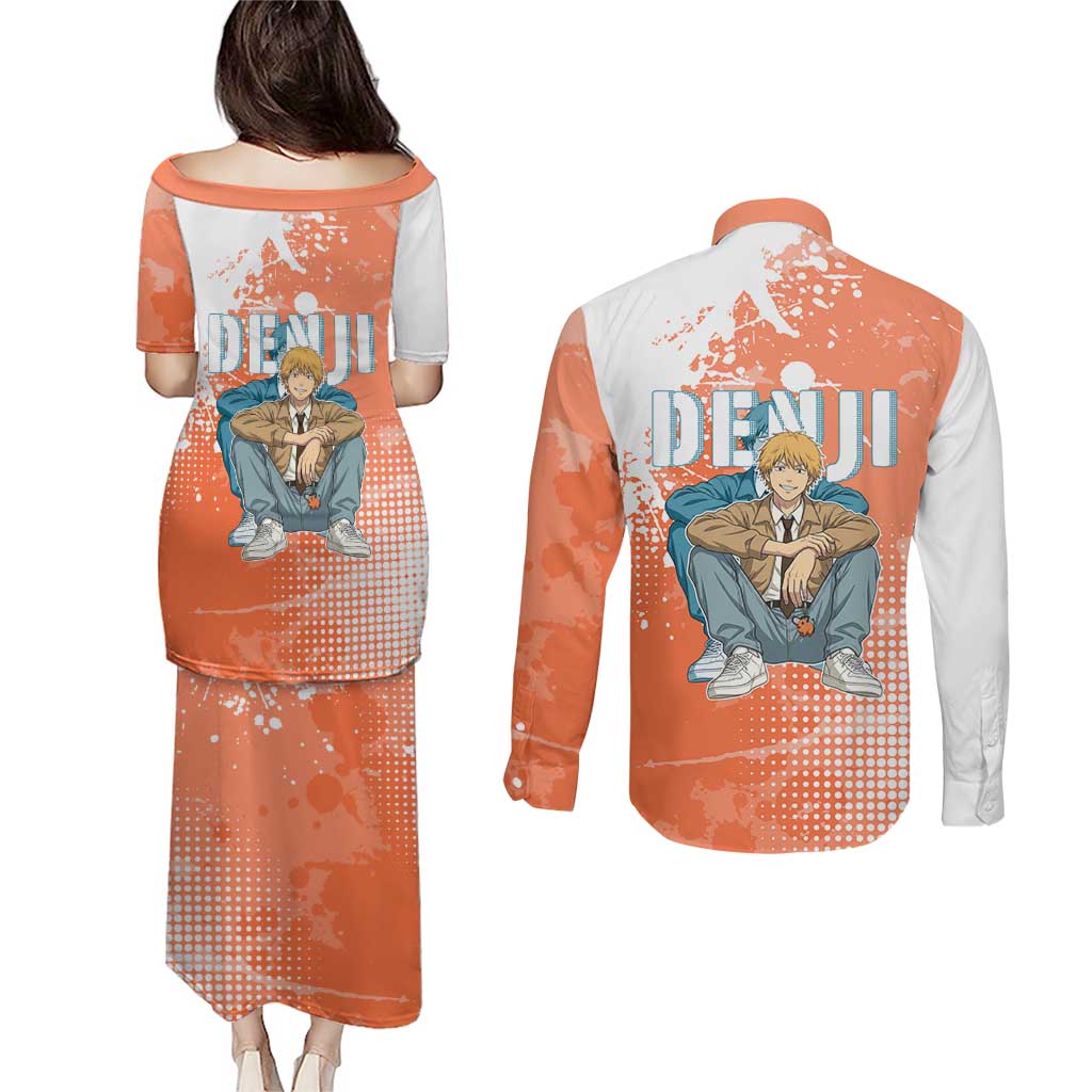 Denji Casual Chainsaw Man Couples Matching Puletasi and Long Sleeve Button Shirt Retro Manga Grunge Style