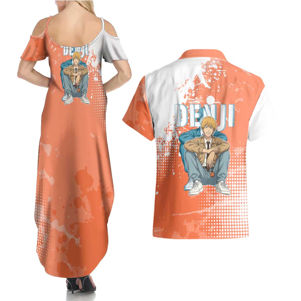 Denji Casual Chainsaw Man Couples Matching Summer Maxi Dress and Hawaiian Shirt Retro Manga Grunge Style