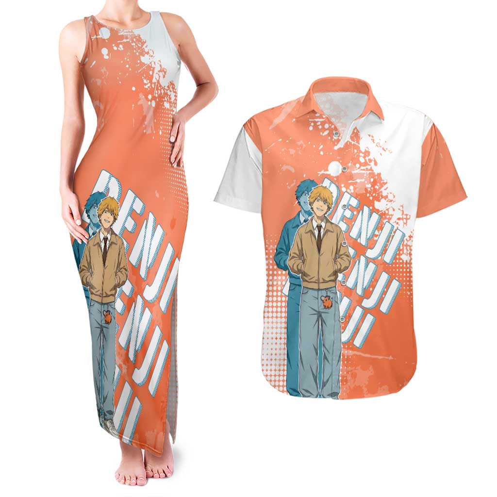Denji Casual Chainsaw Man Couples Matching Tank Maxi Dress and Hawaiian Shirt Retro Manga Grunge Style
