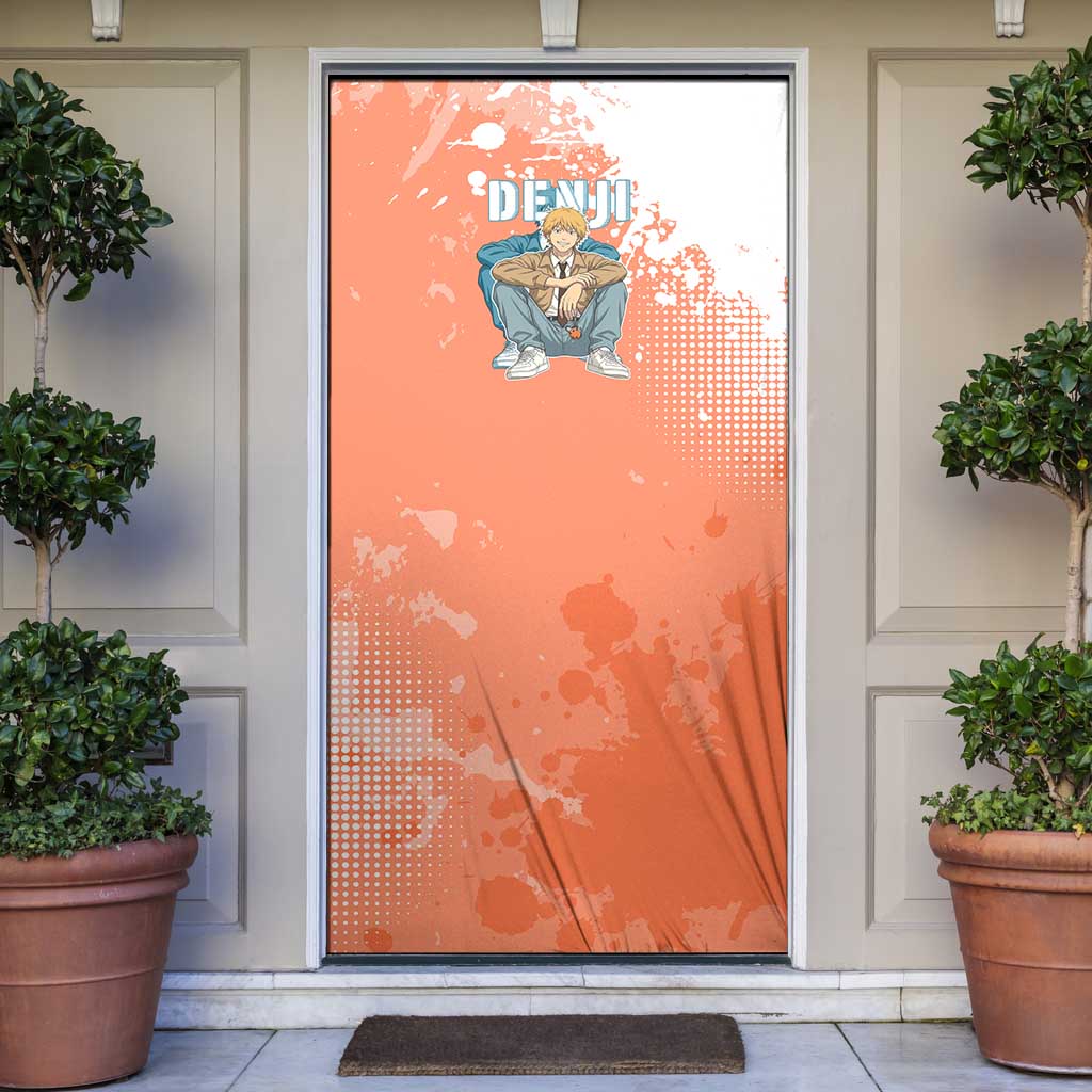 Denji Casual Chainsaw Man Door Cover Retro Manga Grunge Style