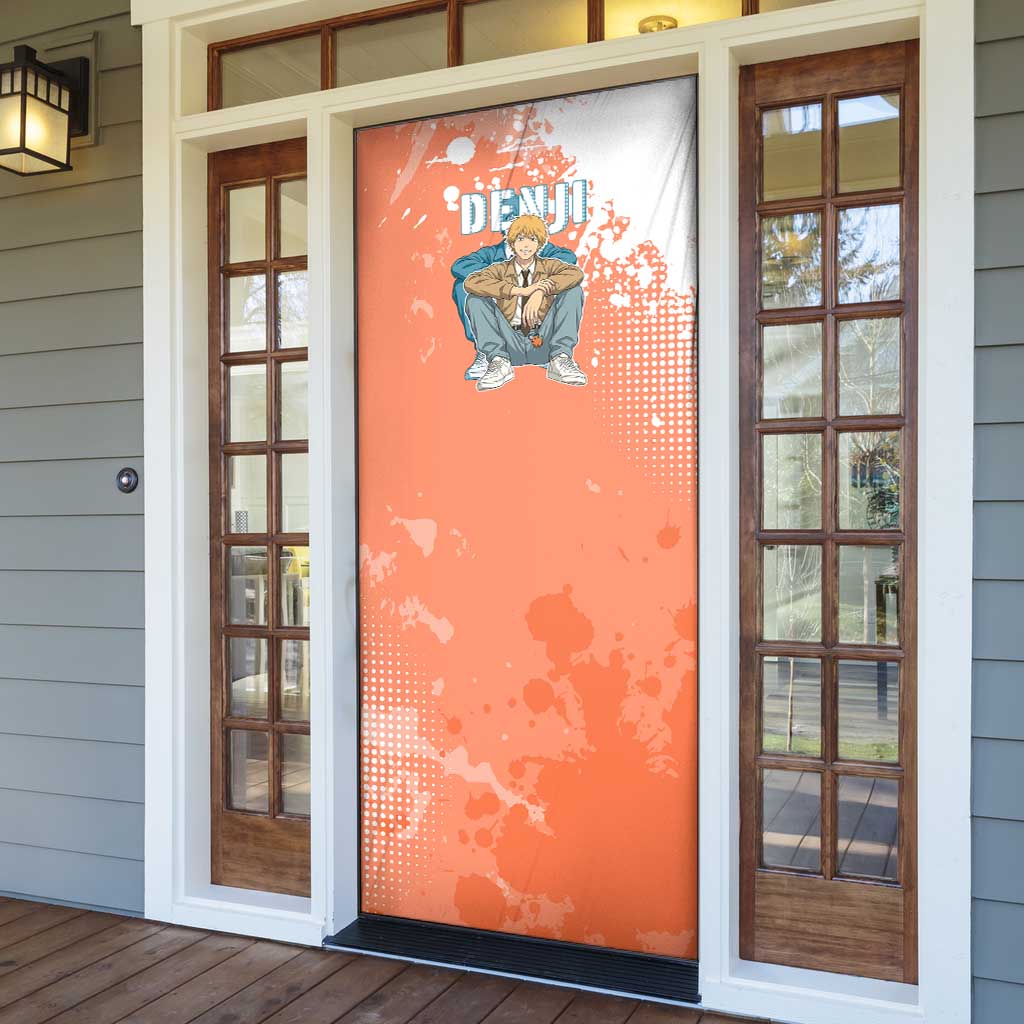 Denji Casual Chainsaw Man Door Cover Retro Manga Grunge Style