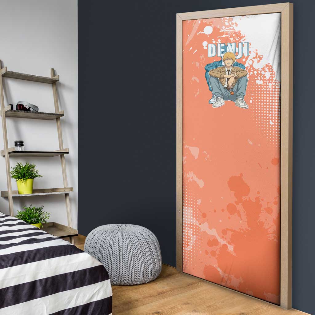 Denji Casual Chainsaw Man Door Cover Retro Manga Grunge Style