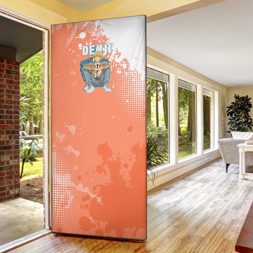 Denji Casual Chainsaw Man Door Cover Retro Manga Grunge Style