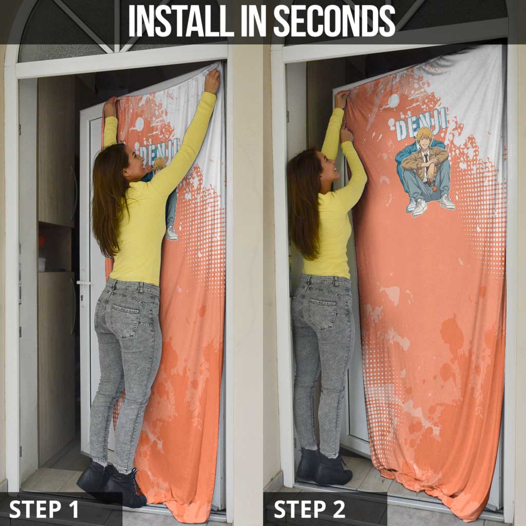 Denji Casual Chainsaw Man Door Cover Retro Manga Grunge Style