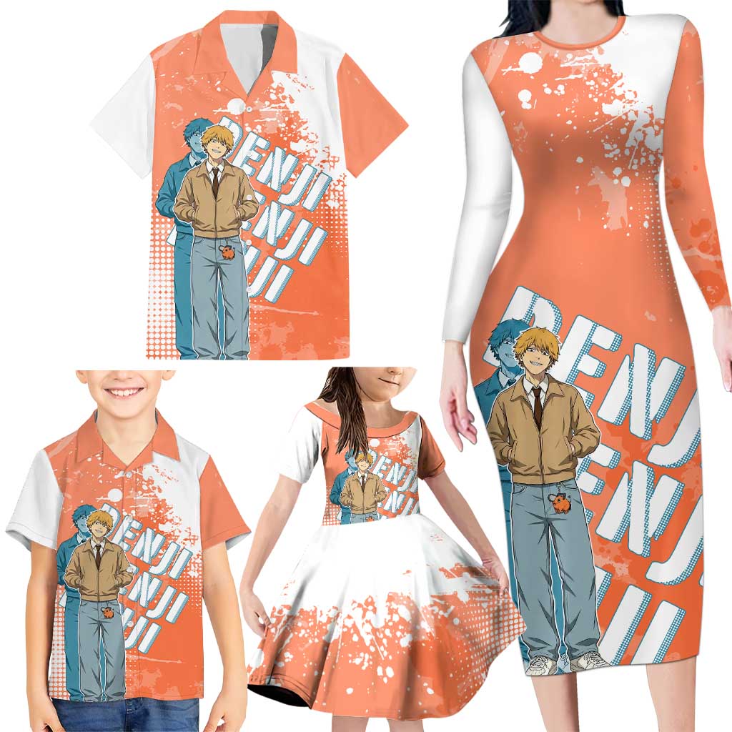 Denji Casual Chainsaw Man Family Matching Long Sleeve Bodycon Dress and Hawaiian Shirt Retro Manga Grunge Style