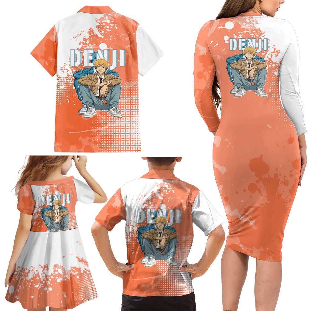 Denji Casual Chainsaw Man Family Matching Long Sleeve Bodycon Dress and Hawaiian Shirt Retro Manga Grunge Style