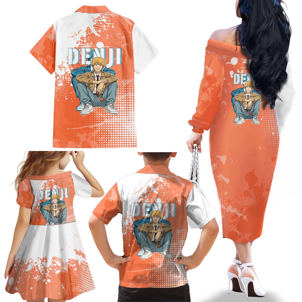 Denji Casual Chainsaw Man Family Matching Off The Shoulder Long Sleeve Dress and Hawaiian Shirt Retro Manga Grunge Style