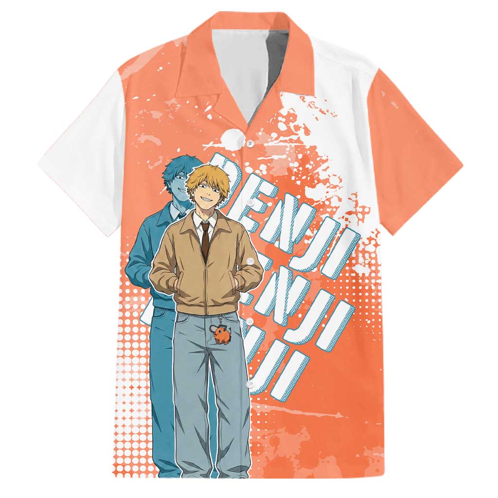 Denji Casual Chainsaw Man Family Matching Off The Shoulder Long Sleeve Dress and Hawaiian Shirt Retro Manga Grunge Style