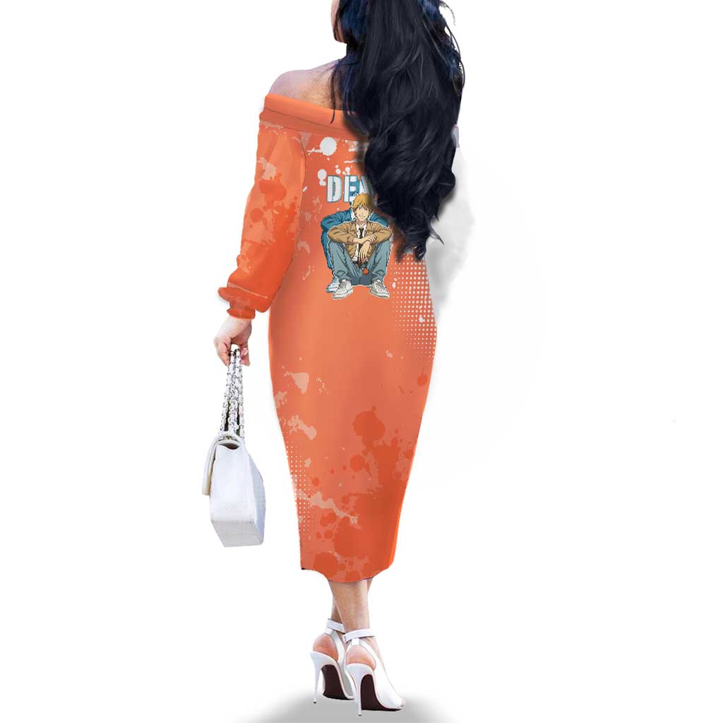 Denji Casual Chainsaw Man Family Matching Off The Shoulder Long Sleeve Dress and Hawaiian Shirt Retro Manga Grunge Style