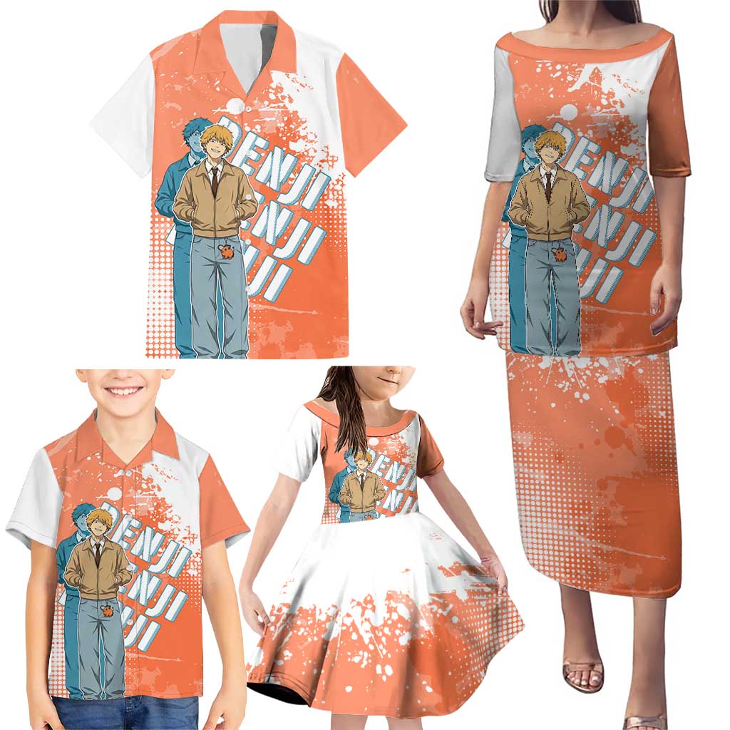 Denji Casual Chainsaw Man Family Matching Puletasi and Hawaiian Shirt Retro Manga Grunge Style