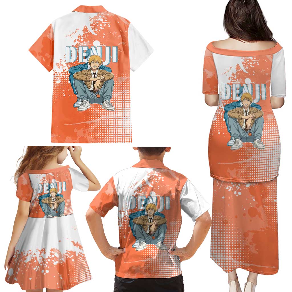 Denji Casual Chainsaw Man Family Matching Puletasi and Hawaiian Shirt Retro Manga Grunge Style