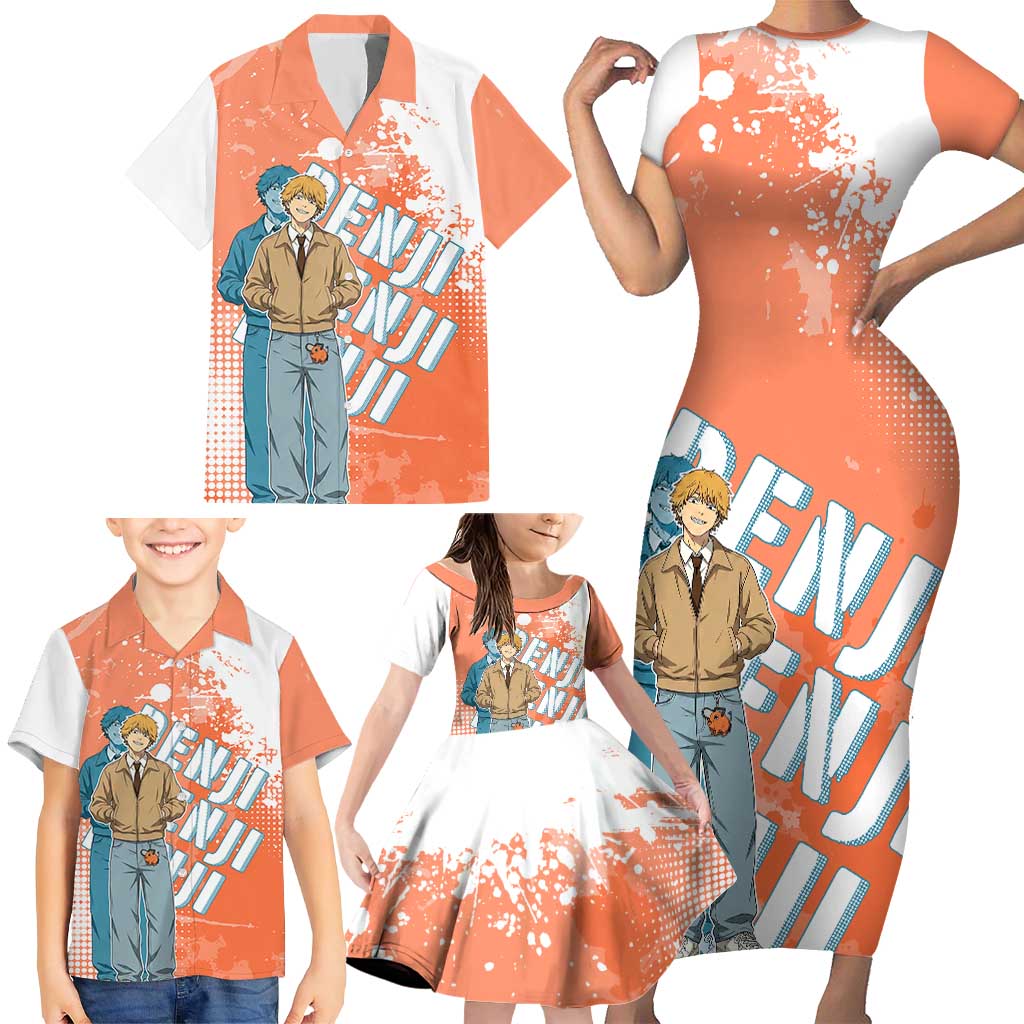 Denji Casual Chainsaw Man Family Matching Short Sleeve Bodycon Dress and Hawaiian Shirt Retro Manga Grunge Style