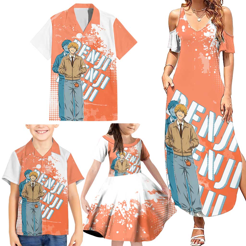 Denji Casual Chainsaw Man Family Matching Summer Maxi Dress and Hawaiian Shirt Retro Manga Grunge Style