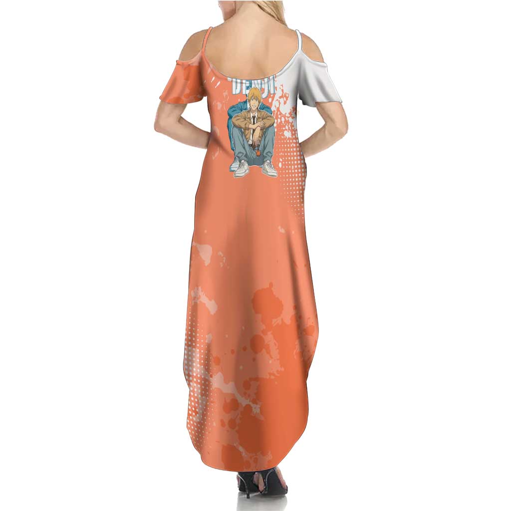Denji Casual Chainsaw Man Family Matching Summer Maxi Dress and Hawaiian Shirt Retro Manga Grunge Style