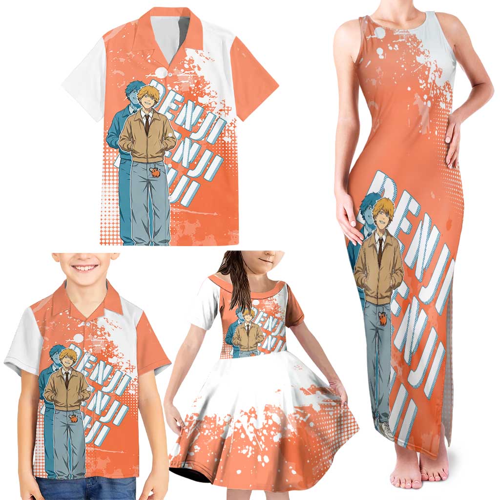 Denji Casual Chainsaw Man Family Matching Tank Maxi Dress and Hawaiian Shirt Retro Manga Grunge Style