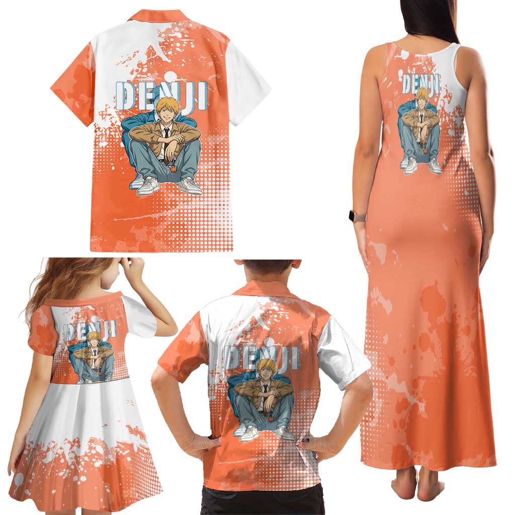 Denji Casual Chainsaw Man Family Matching Tank Maxi Dress and Hawaiian Shirt Retro Manga Grunge Style