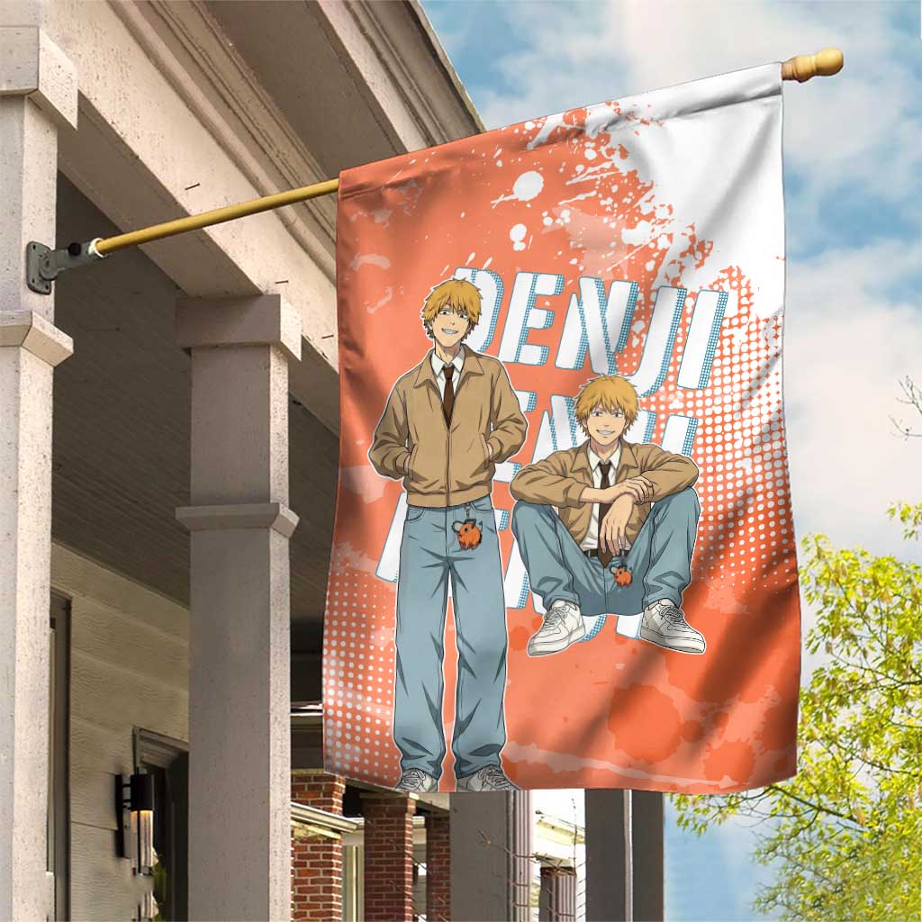 Denji Casual Chainsaw Man Garden Flag Retro Manga Grunge Style