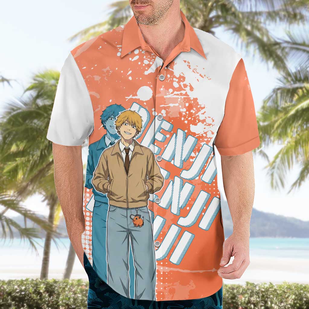 Denji Casual Chainsaw Man Hawaiian Shirt Retro Manga Grunge Style