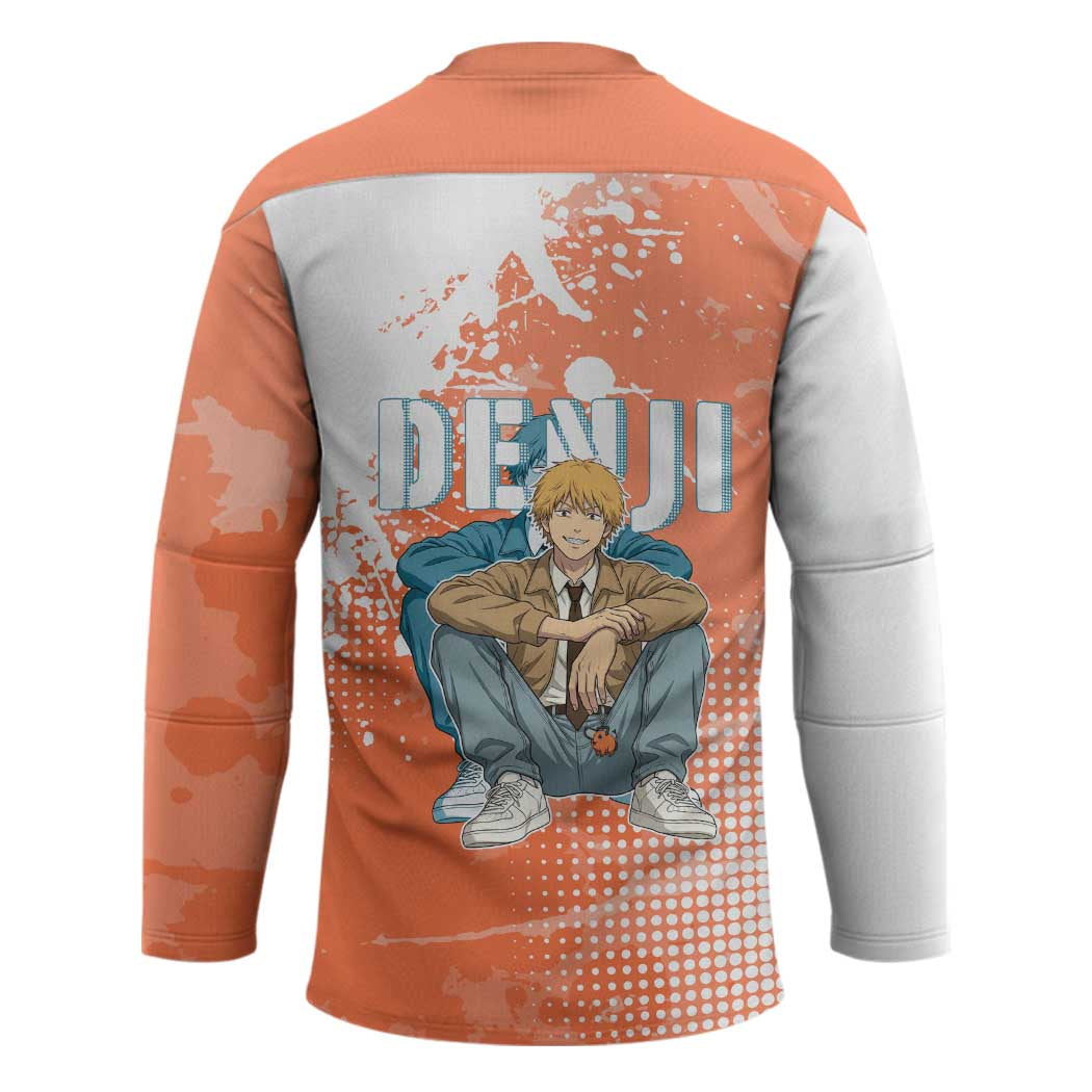 Denji Casual Chainsaw Man Hockey Jersey Retro Manga Grunge Style