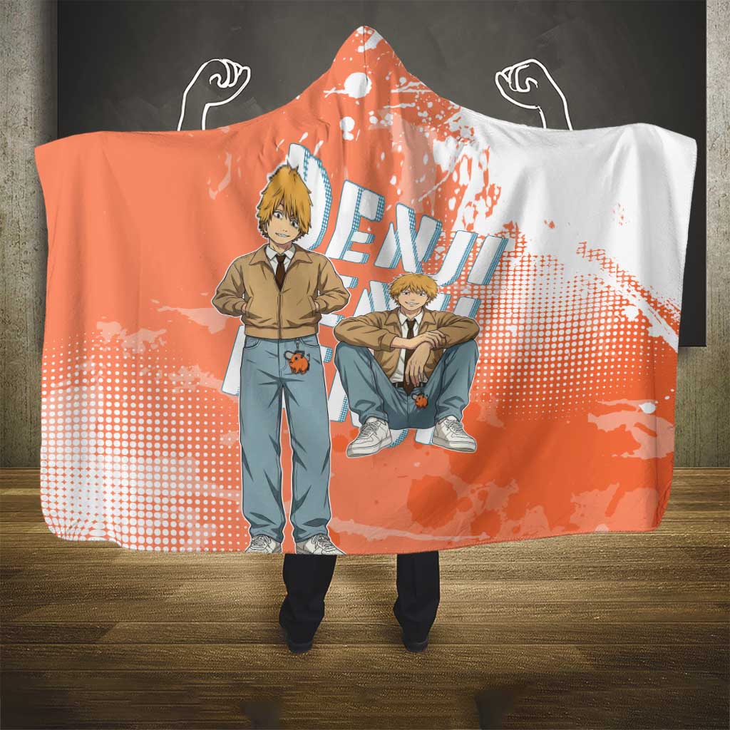 Denji Casual Chainsaw Man Hooded Blanket Retro Manga Grunge Style