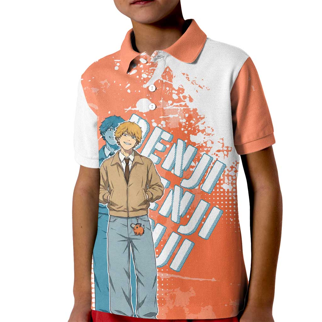 Denji Casual Chainsaw Man Kid Polo Shirt Retro Manga Grunge Style