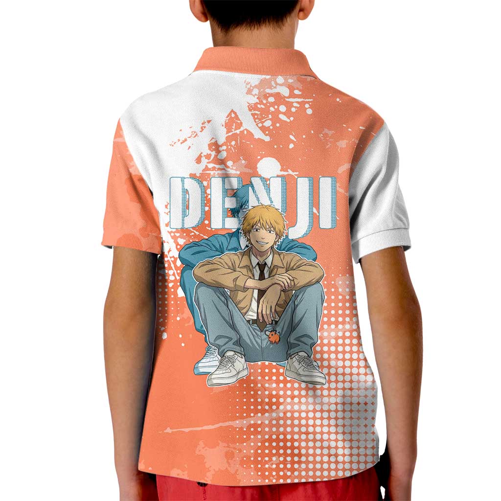 Denji Casual Chainsaw Man Kid Polo Shirt Retro Manga Grunge Style