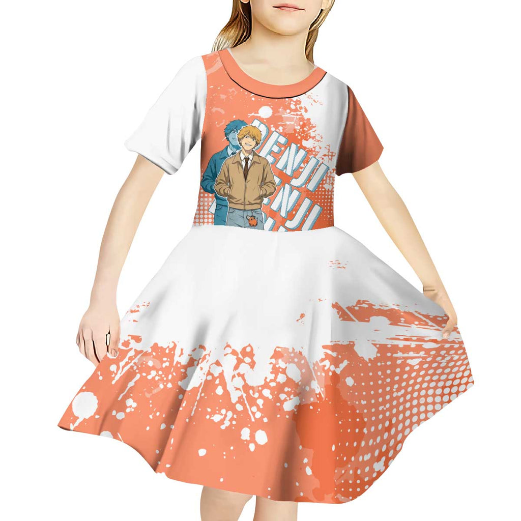 Denji Casual Chainsaw Man Kid Short Sleeve Dress Retro Manga Grunge Style