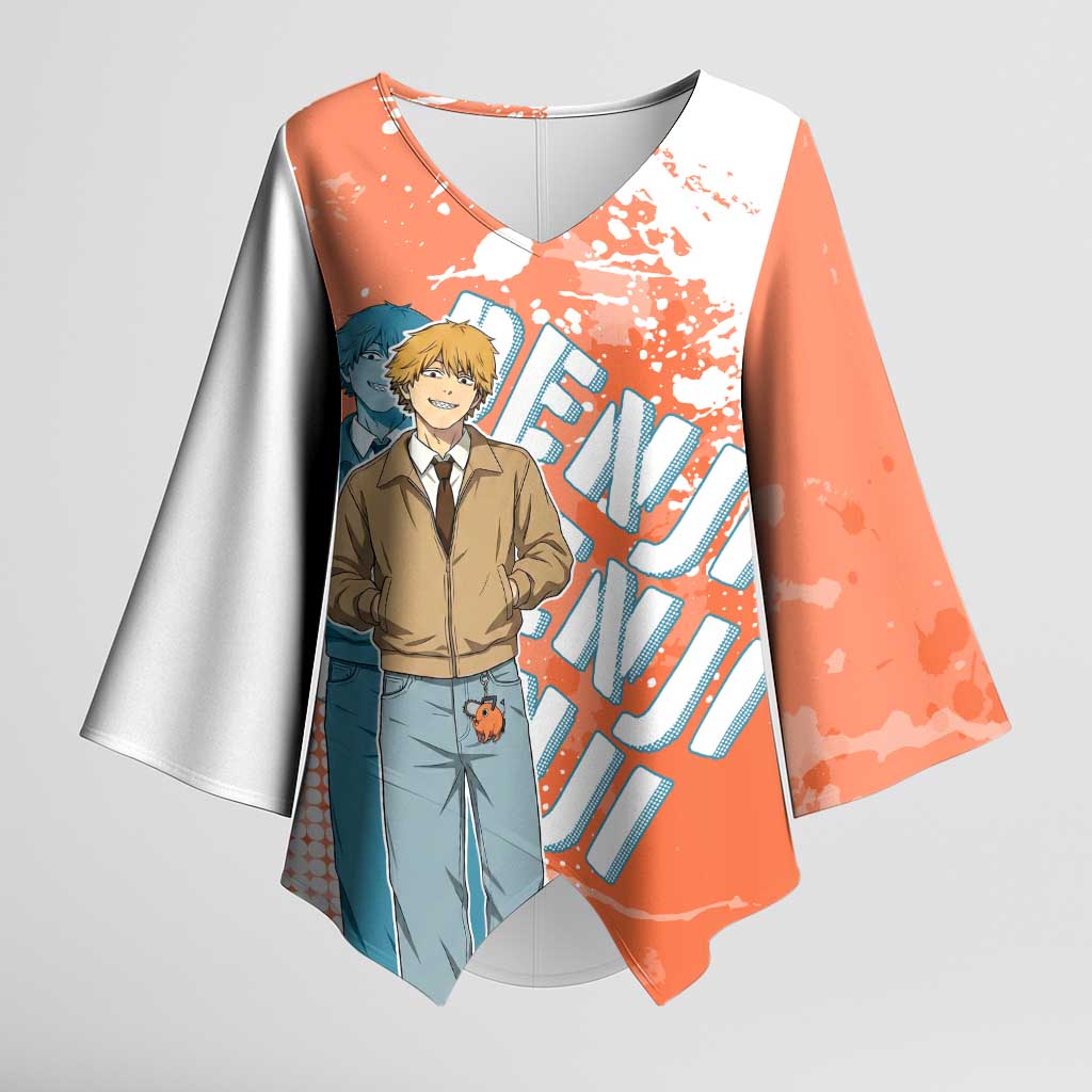 Denji Casual Chainsaw Man Kimono Sleeve Blouse Retro Manga Grunge Style