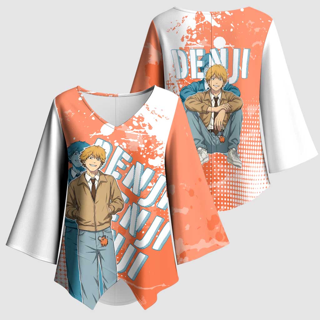 Denji Casual Chainsaw Man Kimono Sleeve Blouse Retro Manga Grunge Style