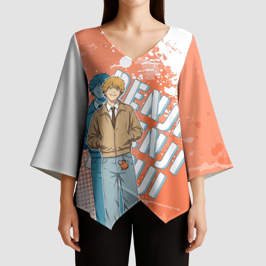 Denji Casual Chainsaw Man Kimono Sleeve Blouse Retro Manga Grunge Style